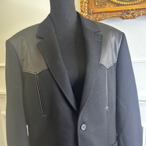 Black Blazer with Lamb Leather Accents - Picture 17 of 17